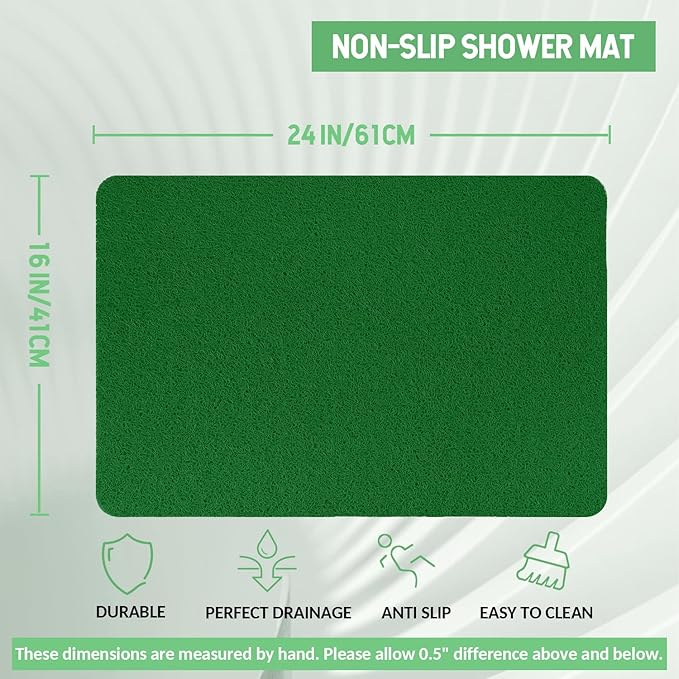 Non-Slip Bathtub Mat, Anti Slip Shower Mat, Fast Drying Bathtub Mats, Foot Scrubber Mat, Anti Slip Mat for Tub, Floor, Bathroom, Kitchen, Home, Hotel (Dark Green 24"×16")