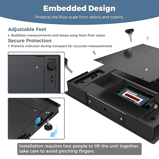 24"x24" Industrial Floor Scale, Precision Pallet Scale with Digital Indicator, Heavy Duty Weighing Scale for Floor Bench Office Weight Weighing, 2500 lb x 1 lb, Black