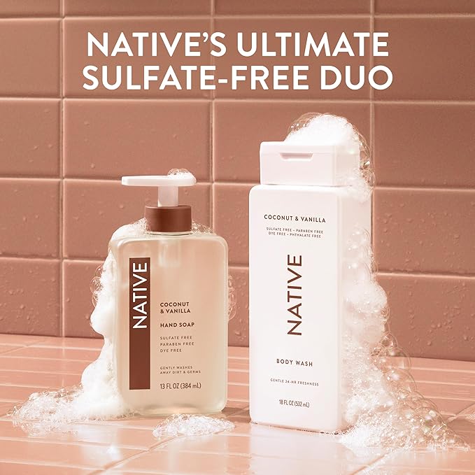 Native Sulfate Free Body Wash Contains Naturally Derived Ingredients | for Women & Men| Coconut & Vanilla, 36 oz