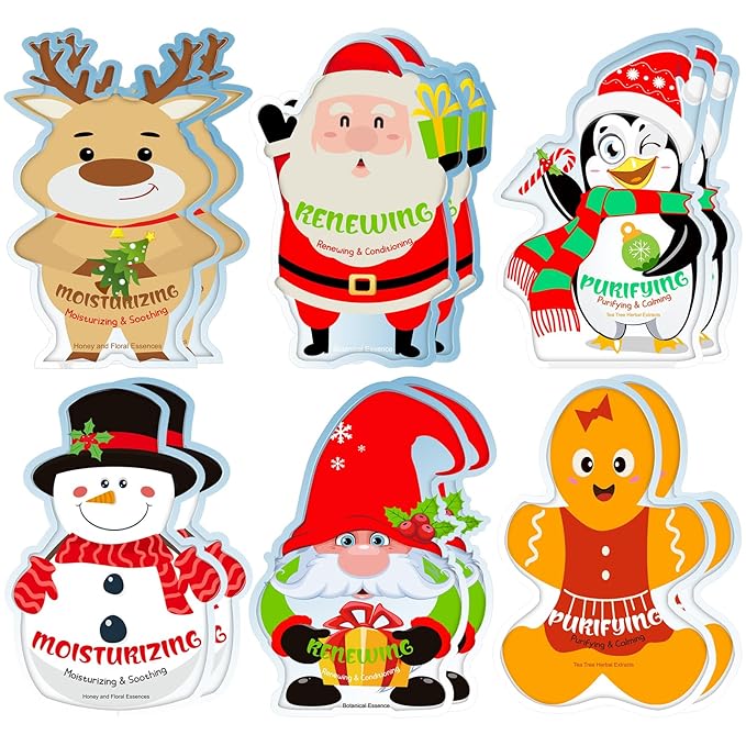 Timgle 48 Pcs Christmas Stocking Stuffers Bulk Facial Masks Skincare Face Sheet Masks Holiday Gifts for Women, Fragrance Hydrating Face Mask Spa Gifts Bulk for Coworker Adults Stocking Stuffer