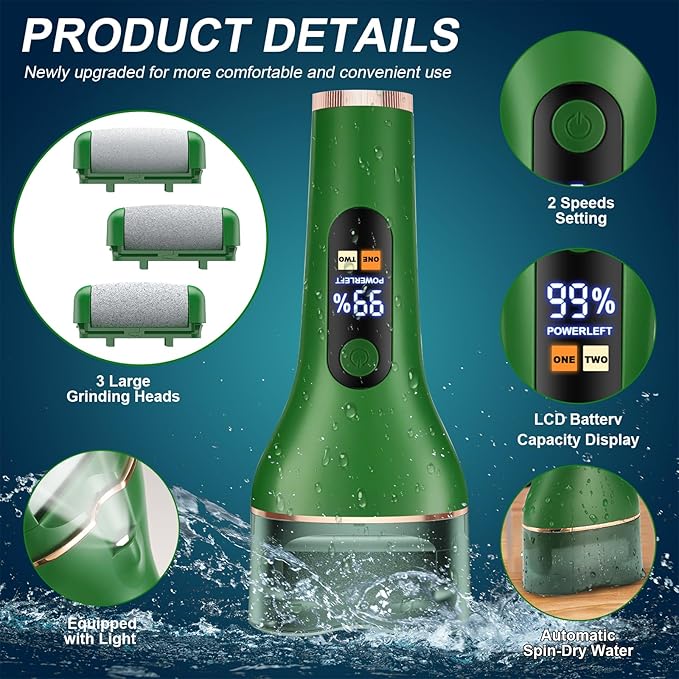 Electric Callus Remover for Feet Rechargeable Portable Electronic Foot File Pedicure Tools 16 In 1 Foot Callus Remover Kit Foot Scrubber Professional Foot Care To Remove Dead Skin Hard Skin Dry Cracks