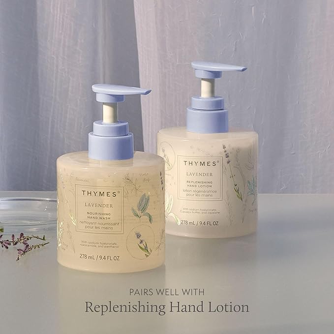 Thymes Nourishing Hand Wash - Liquid Hand Soap for Bathroom or Kitchen - Liquid Soap with Notes of Velvety Lavender, Warm Rosewood, Fresh Clary Sage, & Earthy Violet (Lavender, 9.4 fl oz)