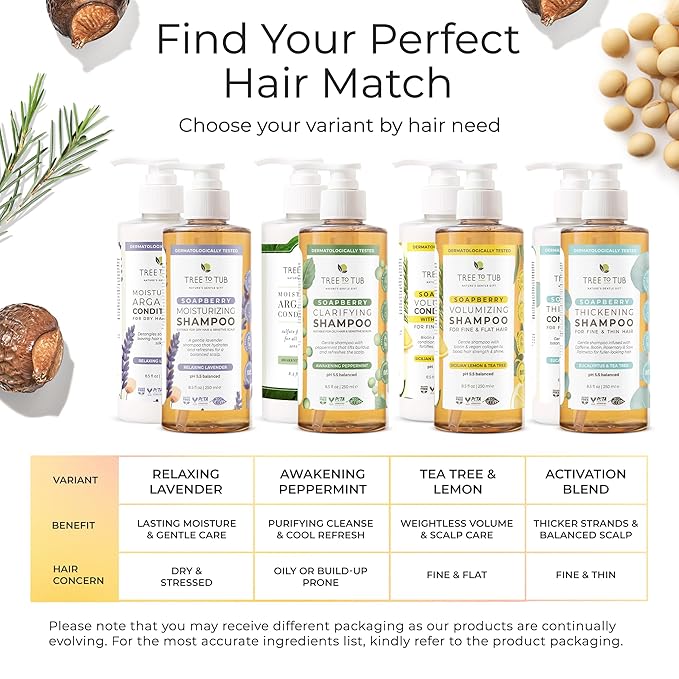 Tree To Tub Biotin Shampoo and Conditioner - Gentle Hair Thickening Shampoo and Conditioner for Fine Hair, Sensitive Scalp- Sulfate Free Shampoo and Conditioner Set w/Vegan Collagen Organic Argan Oil