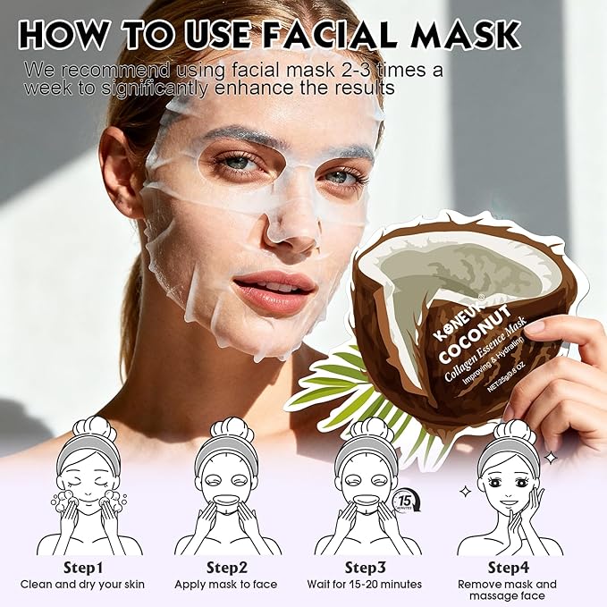 18 Pack Fruit Shaped Face Masks Skincare, Collagen Hydrating and Moisturizing Sheet Face Mask Skin Care, Bulk Christmas Gifts, Spa Party Gifts and Stocking Stuffers for Women