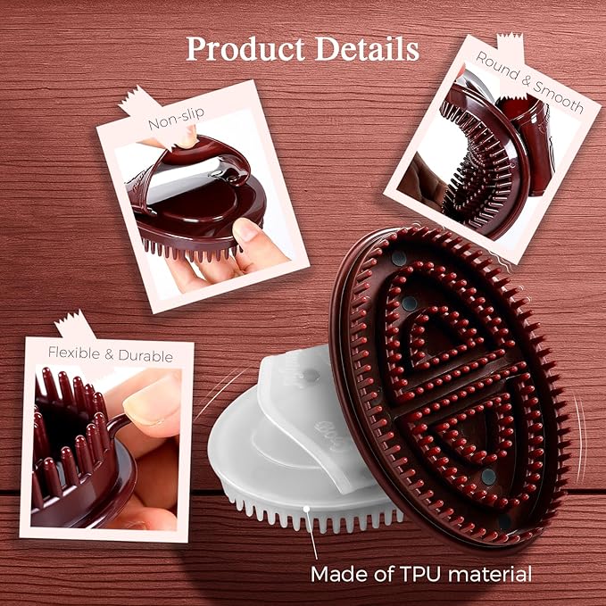 2 PCS Meridian Brush Massage Body Brush, 2025 Upgraded Meridian Massage Brushes with 10 ML Essential Oil, Full Body Relaxation Cellulite Massager Brushes for Belly, Arms, Legs, Back (Brown)