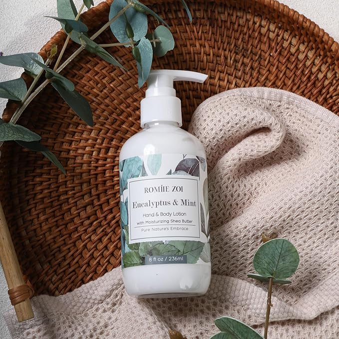 ROMIIE ZOI Daily Hand & Body Lotion with Moisturizing Shea Butter - Eucalyptus & Mint - 236 ML / 8 FL OZ