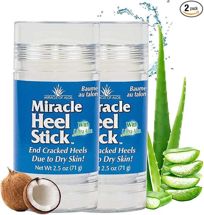 Heel Balm for Dry Cracked Feet - Miracle Heel Stick for Cracked Heel Repair - Heel Balm Stick for Cracked Heel Treatment - Formulated with Pure Aloe Vera, Tea Tree Oil, Shea & Cocoa Butters | 2.5 oz