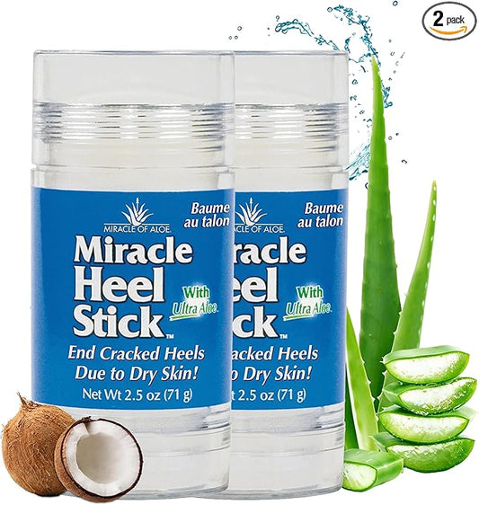Heel Balm for Dry Cracked Feet - Miracle Heel Stick for Cracked Heel Repair - Heel Balm Stick for Cracked Heel Treatment - Formulated with Pure Aloe Vera, Tea Tree Oil, Shea & Cocoa Butters | 2.5 oz