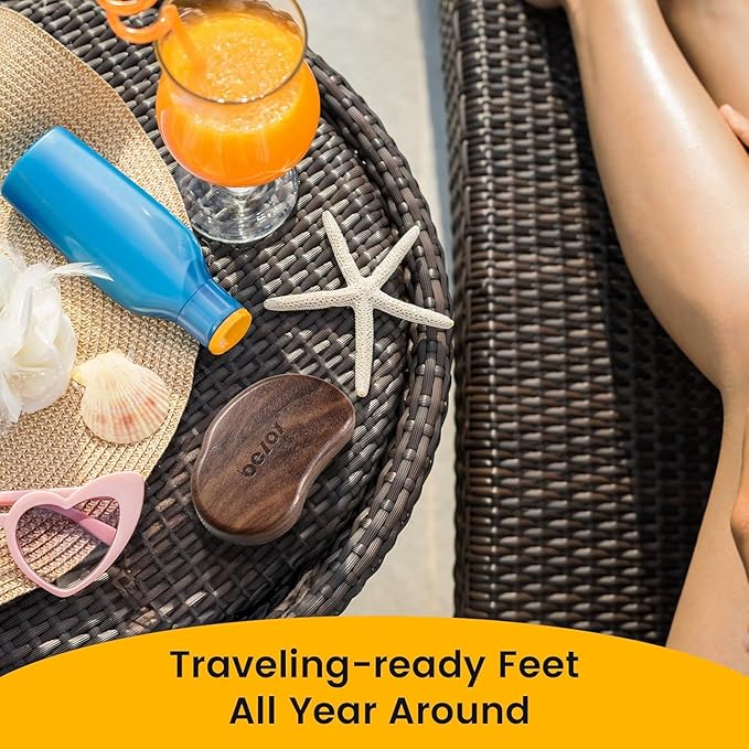 BEZOX Glass Foot Scrubber(1 PCS) - Nano-Glass Pedi Egg Pumice Stone for Feet Dead Skin, Plastic-Free Pedicure Foot File Callus Remover for Silky Smooth Feet - Walnut Wood Handled