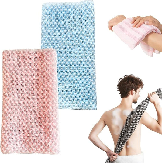 Exfoliating Shower Towel, 2026 New Scrub Wash Back Bath Cloth for Body & Face, Reusable Exfoliating Back Scrubber for Women Men, Quick-Drying Durable Bath Cloth for Smooth Skin (2PCS-D)