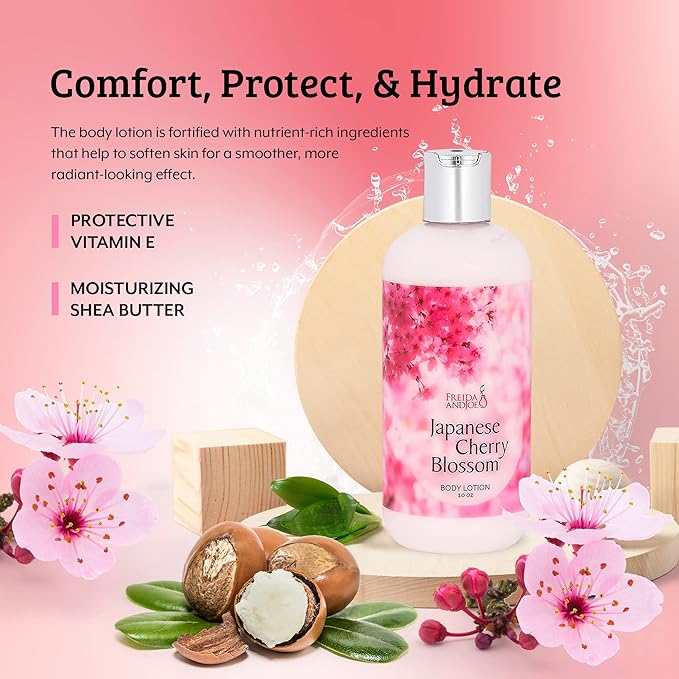 Scented Body Lotion For Women, Deep Moisturizing Cream, Womens Luxury Stocking Stuffers & Fragrance Gifts That Smell Good, 10oz (Japanese Cherry Blossom)
