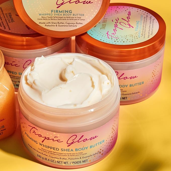 Tree Hut Tropic Glow Whipped Shea Body Butter, Long-Lasting Hydration for Soft, Smooth Skin, Lightweight Moisturizer, Holiday Gift & Stocking Stuffer, 8.4 fl oz