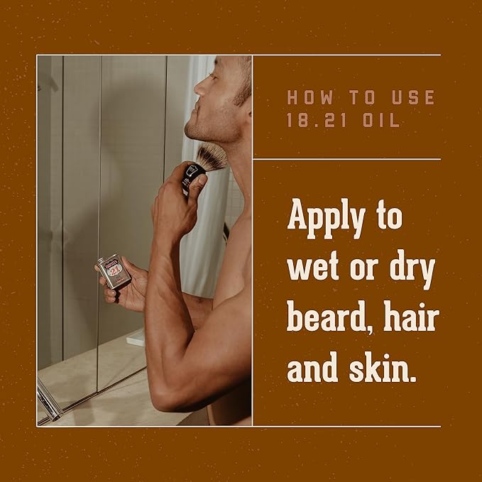 18.21 Man Made Sweet Tobacco & Absolute Mahogany Beard, Hair & Skin Oil 2-Set Bundle, All Hair & Skin Types for Men, Strengthens and Moisturizes in a Manly Aroma