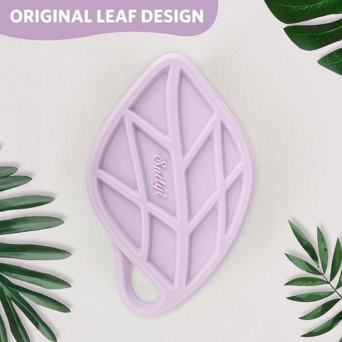 Sndyi Silicone Body Scrubber, Gentle Exfoliating Body Scrubber for Sensitive Skin, Leaf Shaped Shower Scrubber for Body with Lathering Bristles, Silicone Loofah Body Brush for Showering, Purple