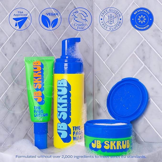 JB SKRUB The Face Kit – Pimple Patches, Pads, Wash & Lotion – Complete Skincare Set for Kids, Tweens & Teens