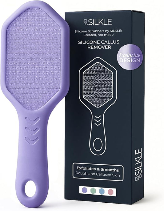 Silicone Foot Callus Remover - Nano Glass Foot File for Dead Skin and Cracked Heels - Callus Remover for Feet & Hard Skin - Ergonomic Foot Scrubber & Exfoliator for Soft, Smooth Feet - Purple