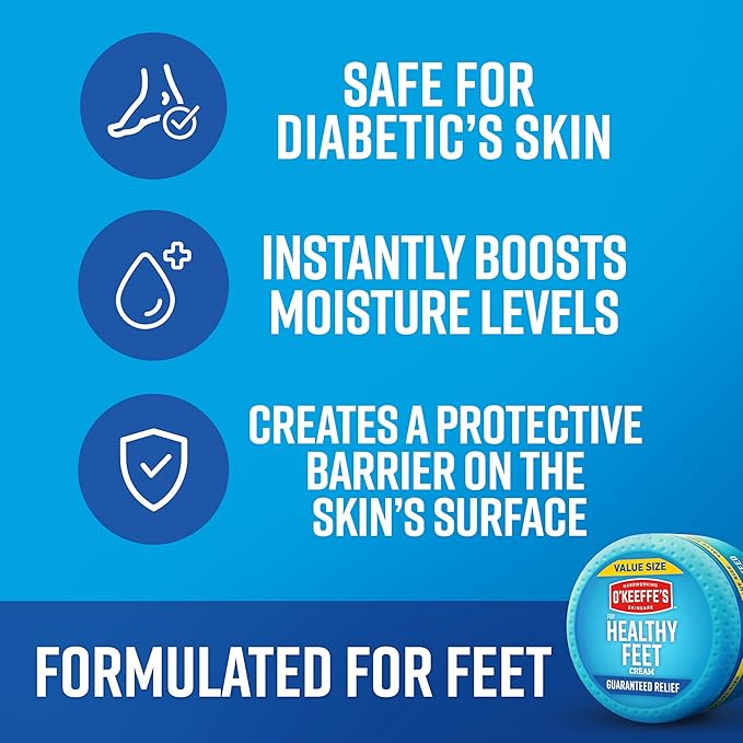 O'Keeffe's for Healthy Feet Foot Cream - 6.4 oz Jar (1 Pack) - Guaranteed Relief for Extremely Cracked, Dry Feet, Repairing Skincare, Instantly Boosts and Retains Moisture Levels