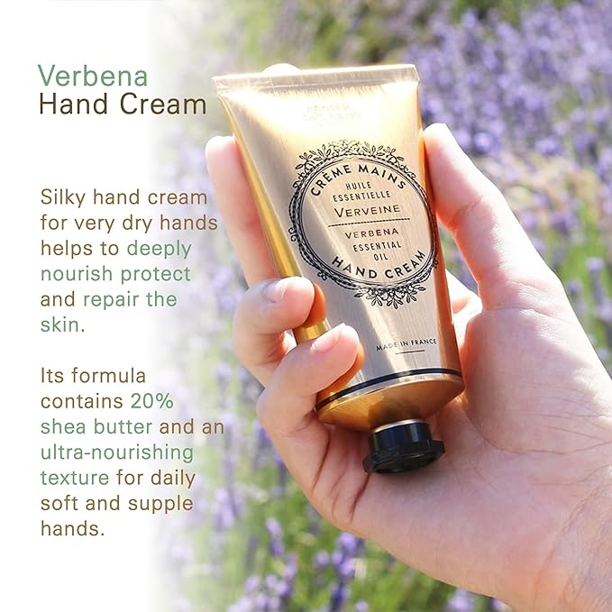 Panier des Sens Verbena Hand Cream - Nourishing Shea Butter Hand Cream for Dry Cracked Hands 97% Natural Ingredients - Dermatologically Tested Hand Lotion for Woman Made in France, 2.5 fl oz
