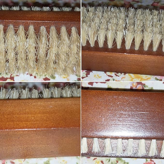 Coralpearl Wooden Nail Brush Cleaner Rosewood Two Sided in Natural 100% Boar Bristle for Cleaning Hand Finger Foot Toe, Fingernail Toenail Scrub Brush for Men Women Kids Manicure Pedicure Care (4)