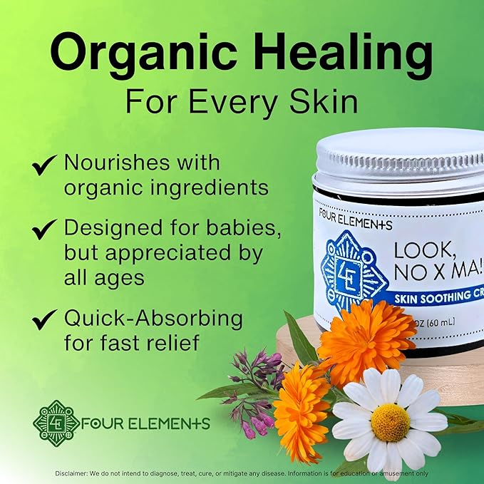 Look NO X MA Skin Soothing Cream 2 OZ | 100% Organic Calendula and Chamomile Infused, Body and Face Moisturizing Cream | Handmade Plant Rich Hydrating Moisturizer for Dry, Irritated, Sensitive Skin