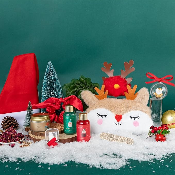 2025 Christmas Gifts for Women Mom - 16 Pcs Luxury Gift Box with Brooch and Cute Sleeping Mask, Bath and Body Spa Gift Set for Women｜Spa Set Bath Gift Idea for Female Friends