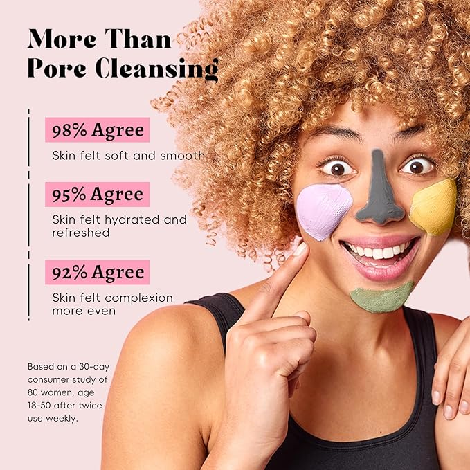 Face Mask Set, 4Pcs Clay Mask, Face Masks Skin Care with Vitamin C, Charcoal, Mugwort and Purple Clay, Skincare Christmas Gift for Blackheads & Oil Control, Stocking Stuffers for Teen Girls