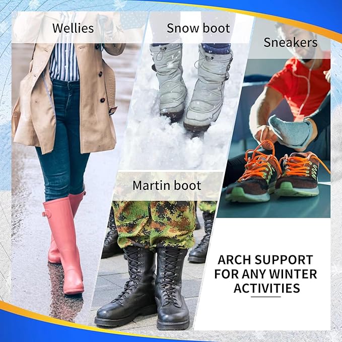 210lbs+ Winter Wool Warm Insole Plantar Fasciitis Pain Relief Men Arch Support Orthotic Insert Flat Feet Women, Heel Spur Relief Work Boot Shoes Insole Standing All Day Size8, 270MM