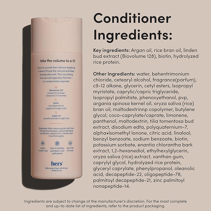 hers Full Volume Shampoo & Conditioner Set - Volumizing Shampoo and Conditioner for Women with Biotin - Adds Lightweight Volume, Shine & Bounce - Coastal Cedar Citron - 2 x 6.4 fl oz