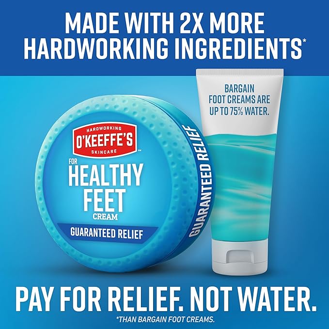 O'Keeffe's for Healthy Feet Foot Cream - 3.2 oz Jar (2 Pack) - Guaranteed Relief for Extremely Cracked, Dry Feet, Repairing Skincare, Instantly Boosts and Retains Moisture Levels