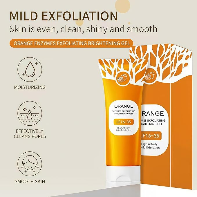 Orange Exfoliating Gel for Face and Body,2025 Exfoliating Cleansing Gel Scrub,Deep Clean Pores, Remove Blackheads & Moisturize Skin,All Types Skin（1 PCS - 3.38 fl oz）