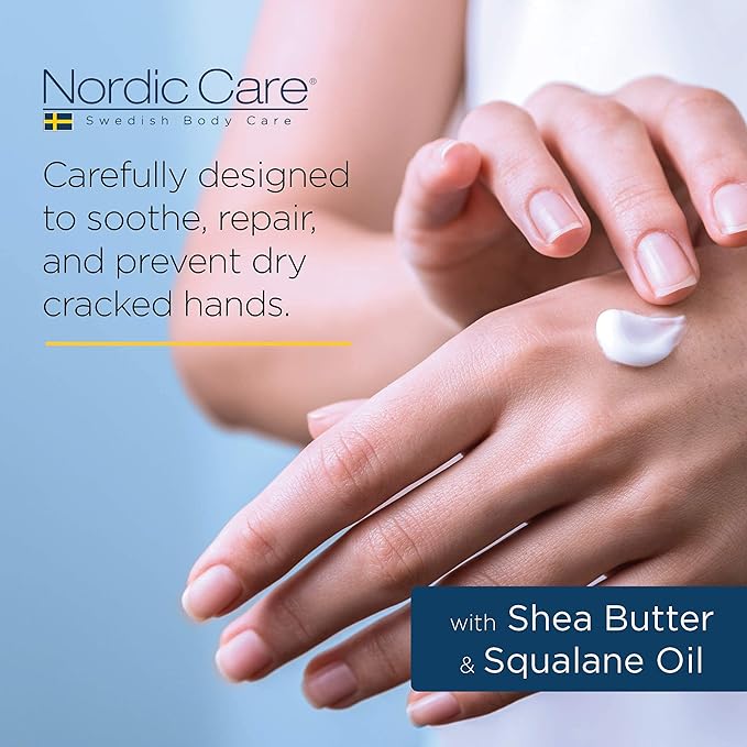 Nordic Care Hand Cream, 6 oz. | Shea Butter Hand Lotion for Dry Hands and Cracked Skin | Paraben & Lanolin-free | Essential Oils, Vitamin A & E, Squalane & Lavender