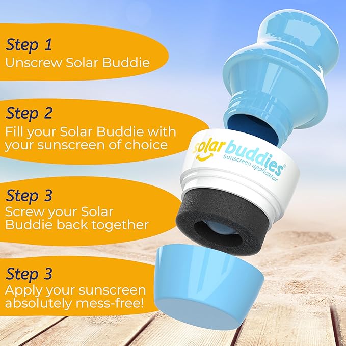 Solar Buddies Sunscreen Applicator - Red, Black, Nude & Purple - BPA-Free Refillable Roll on Sponge Sunscreen, Suncream & Lotion Applicator For Kids, Adults & Families - Holds 3.4fl oz, Travel Size