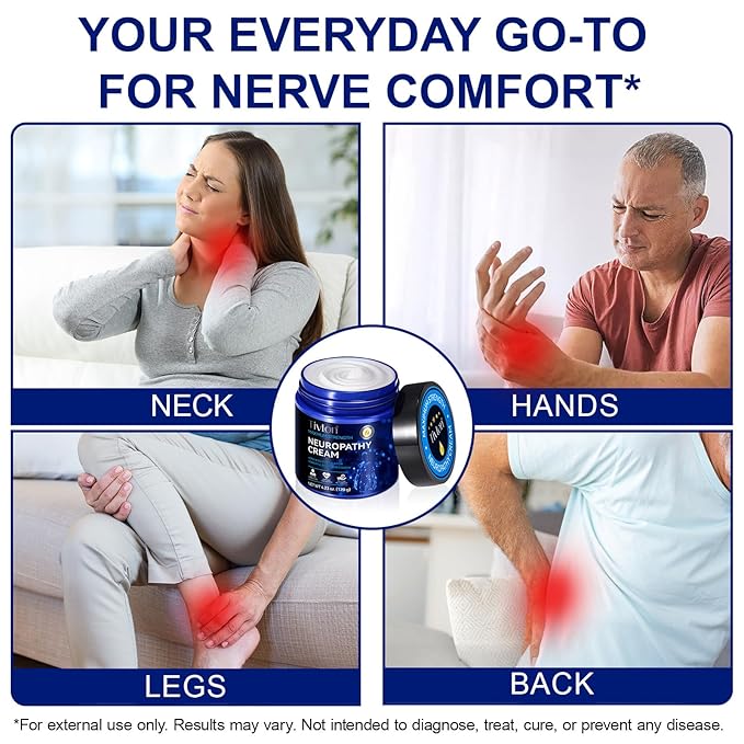 Neuropathy Nerve Care Cream for Feet, Hands, Legs & Toes - Fast-Acting with Natural Ingredients to Soothe Tingling & Burning, Non-Greasy & Cooling for Comfort, 4.23oz