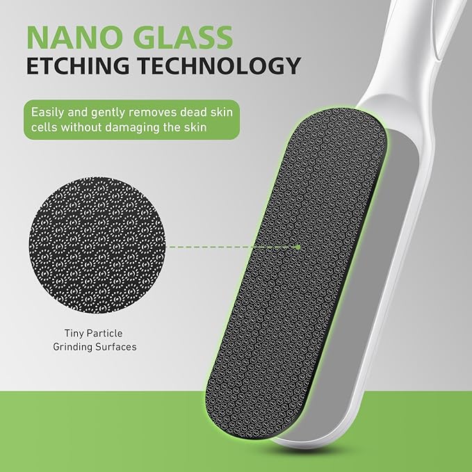 BALUCA Hard Skin Remover Nano Glass Foot File - Foot Callus Remover, Durable Foot Scrubber, Dead Skin Remover, Hygienic Pedicure Tool, Long Lasting Foot Buffer, Soft Smooth Feet, White