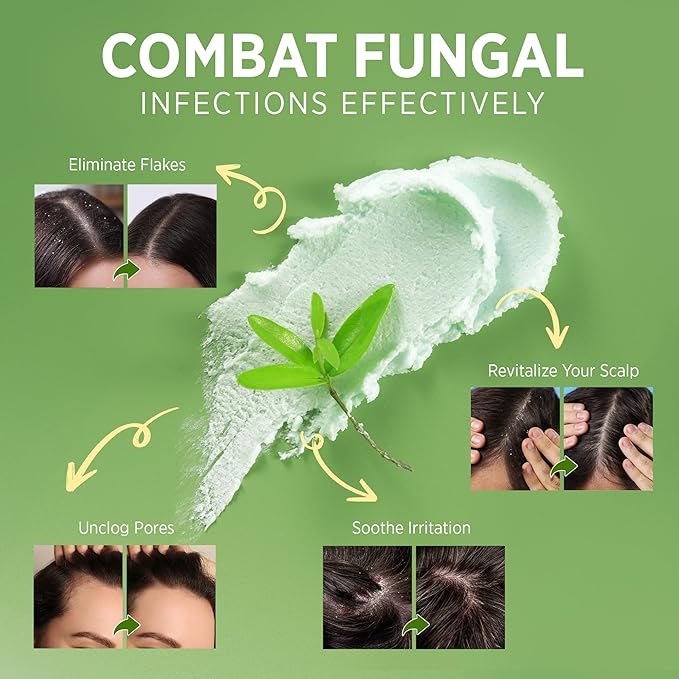 Roycederm Tea Tree Scalp Scrub with Scalp Massager Brush - Deep Cleansing & Exfoliating Pre-Shampoo Treatment for Dry, Flaky Scalp – Gently Refreshes, Hydrates & Balances Scalp