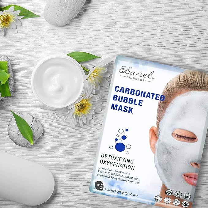 Ebanel 10 Pack Carbonated Bubble Clay Mask, Deep Cleansing Face Mask, Volcanic Ash and Bentonite Clay Masks with Collagen Peptides, Vitamin C, Hyaluronic Acid, Niacinamide