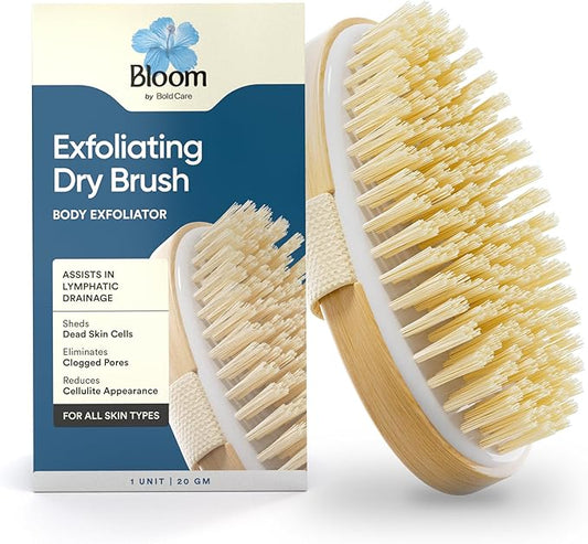 Exfoliating Oval Dry Bath Brush for Lymphatic Drainage & Cellulite Appearance Sheds Dead Skin Cells & Prevents Ingrown Hair Wooden Bath Brush Count 1 (Pack of 1) Brown