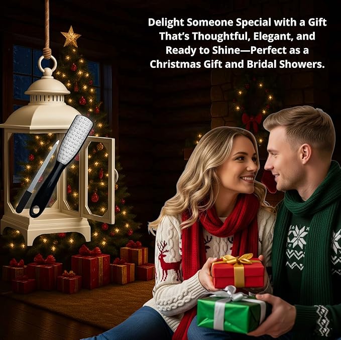 Professional Foot File & Callus Remover 2-in-1 Set –9.6" Foot Rasp with 6.7" Nail File Included–Elite Sapphire Black–Dual-Sided, Durable & Hygienic Pedicure Tool for Smooth, Soft Feet–Wet & Dry Use