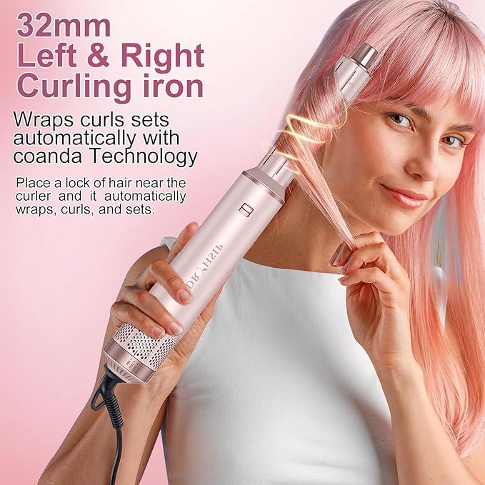 5 in 1 Hot Air Styler - Blow Dryer Brush & Air Curling Wrap Styler with Negative Ion Technology, Hair Dryer Brush for Drying, Curling, Straightening & Styling, Professional Hair Styling Tools