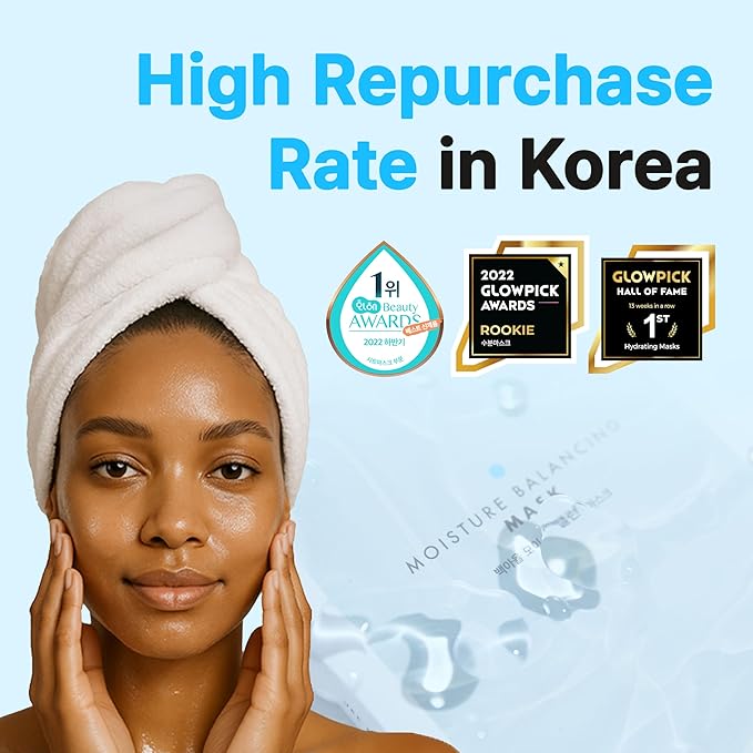 Balancing Face Mask Sheet - Korean Facial Mask for Hydrating & Soothing Sensitive Skin, Herbal Essence & Hyaluronic Acid, Korean skincare, Mask for instant Moistureizing, Glow [ 10 Sheet ]