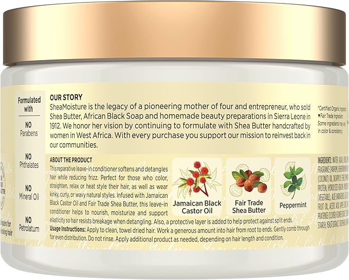 SheaMoisture Jamaican Black Castor Oil, Strengthen & Restore Leave-In Conditioner, 11.5 fl oz (340 ml)