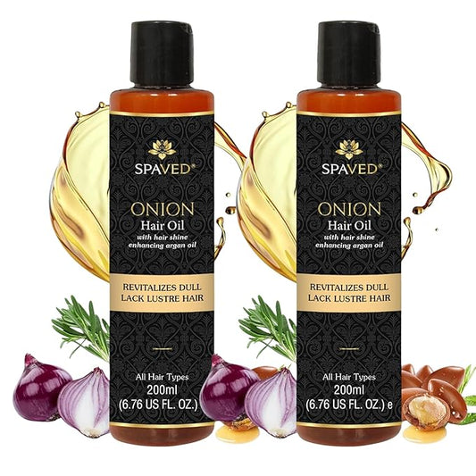 Onion Hair Oil with Rosemary & Argan – Natural Hair Oil for Hair Growth, Dandruff & Itchy Scalp – Vitamin E, Jojoba Oil – Sulfate-Free, Paraben-Free