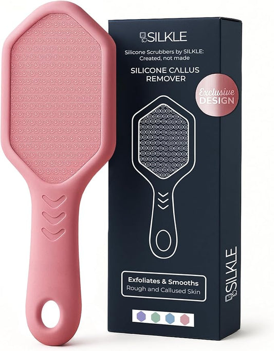 Silicone Foot Callus Remover - Nano Glass Foot File for Dead Skin and Cracked Heels - Callus Remover for Feet & Hard Skin - Ergonomic Foot Scrubber & Exfoliator for Soft, Smooth Feet - Pink
