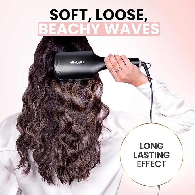 ELLA BELLA® Ultimate Waver Curling Iron • Crimper Hair Tool • Adjustable Heat Settings • Dual Voltage Hair Curler • Anti-Scald Tech • Ionic Ceramic Coating for Long-Lasting, Frizz-Free Beach Waves