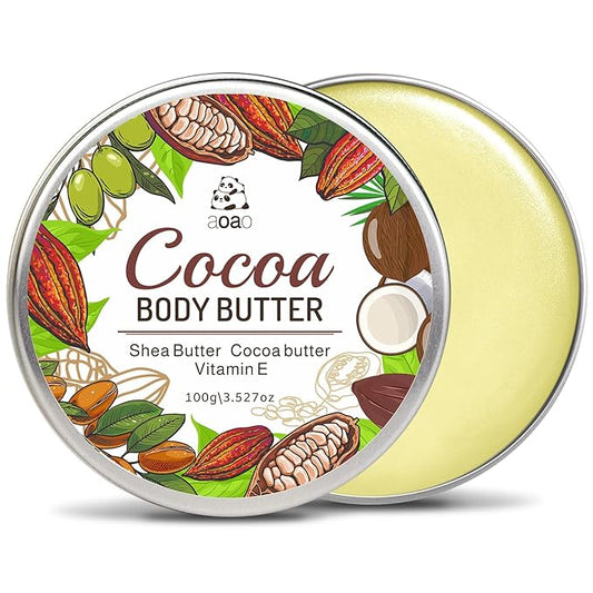 Body Butter for Rough Dry Skin - Deep Hydrating Treatment That Absorbs Rapidly, Non-Greasy Daily Moisturizer for Long-Lasting Nourishment with Cocoa & Shea Butter, Silky Smooth Skin, 100g/3.527oz