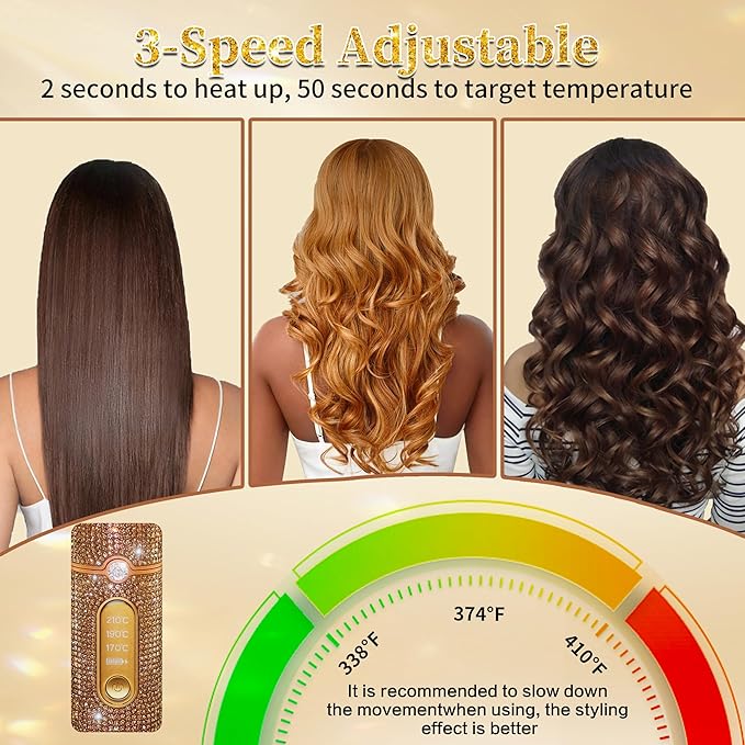 Cordless Hair Straightener, Portable Straightener 2 in 1 for Hair Straightening and Curling,5000mAh Mini Travel Hair Straightener,Fast Heating Titanium Flat Iron, 210°C/410°F Within Seconds (Libre)