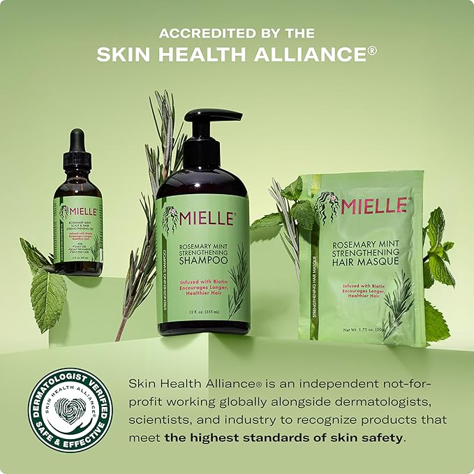 Mielle Organics Rosemary Mint Strengthening Hair Oil and Shampoo