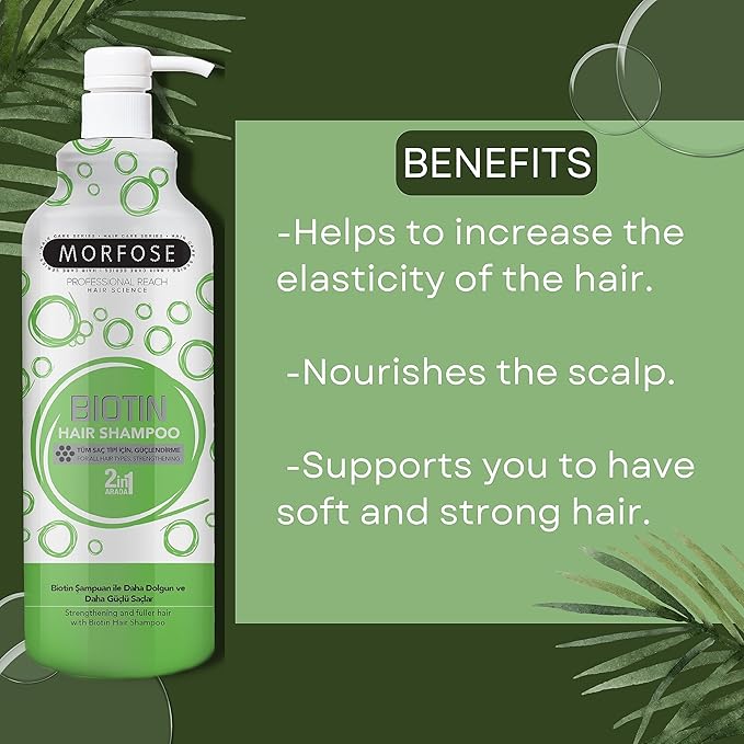 Morfose 2 in 1 Biotin Green Hair Shampoo 1000 ml
