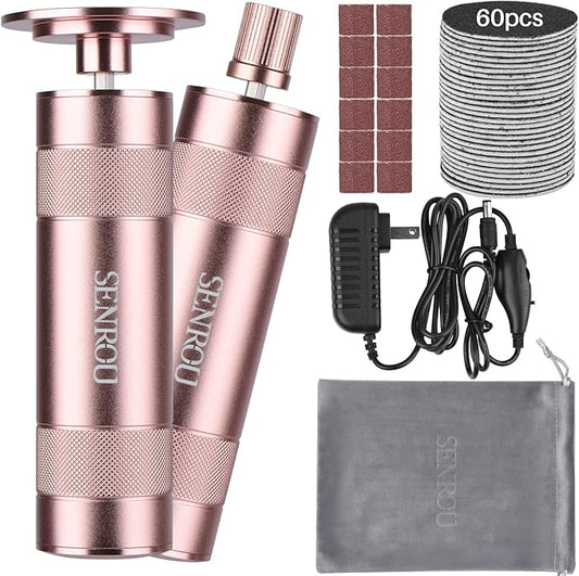 Electric Foot Callus Remover, 2-in-1 Electric Foot Filer/Nail Filer, Callus Remover for Feet with 60Pcs+12Pcs Sandpaper Discs，Holiday Gift Foot Repair Tool, Champagne Gold