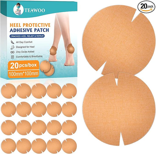 20PCS Patented Cracked Heel Treatment Patches, Cracked Heel Repair Bandage (100mm x 100mm)